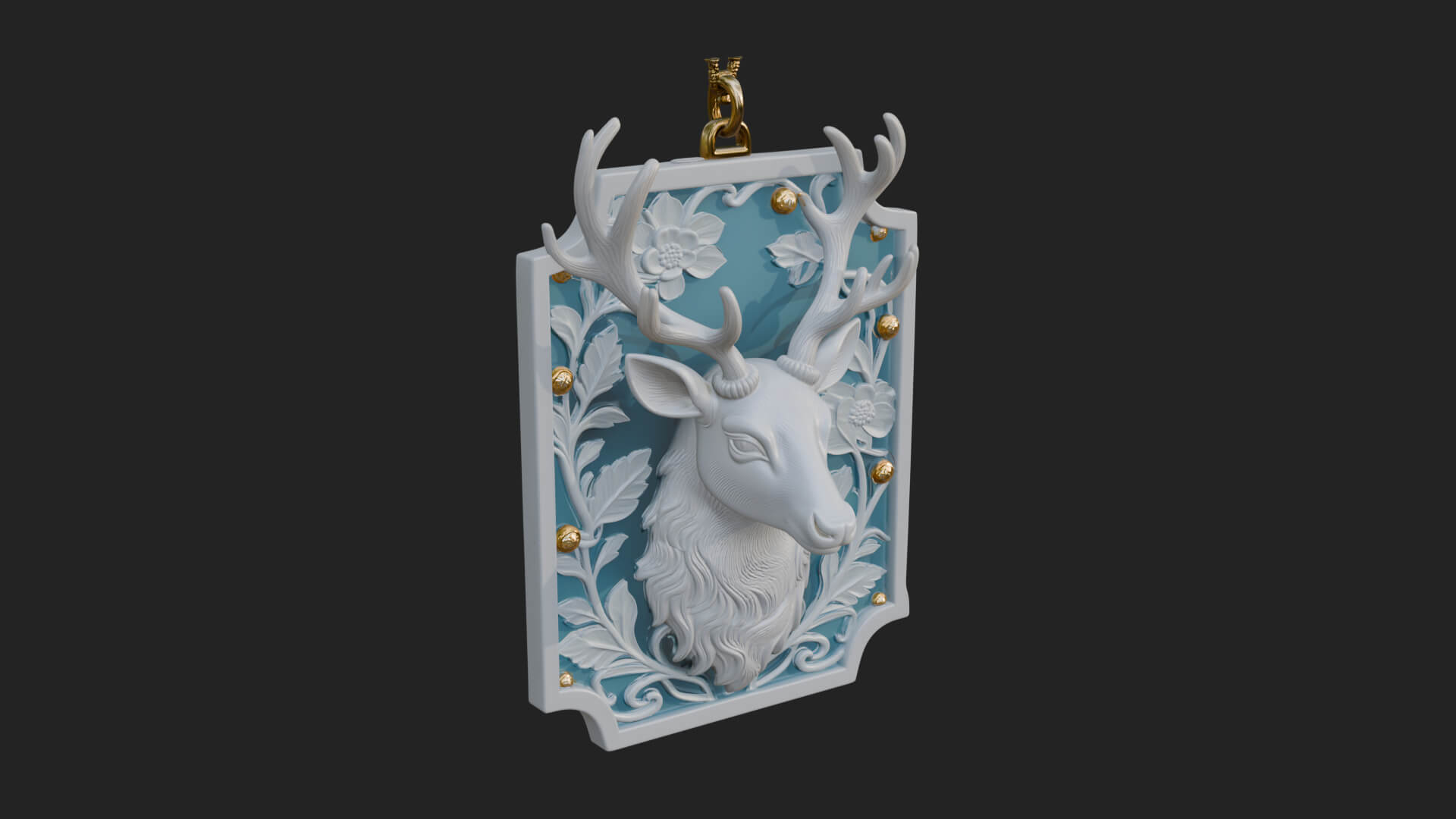 Stag Head Panel Ornament Design 1 3D Print Model 3D Model