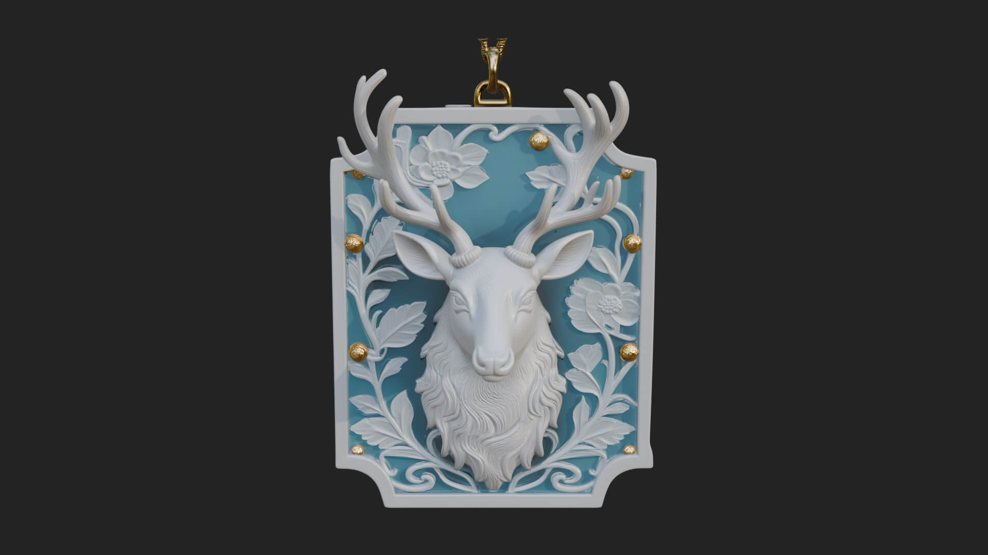 Stag Head Panel Ornament Design 1 3D Print Model 3D Model