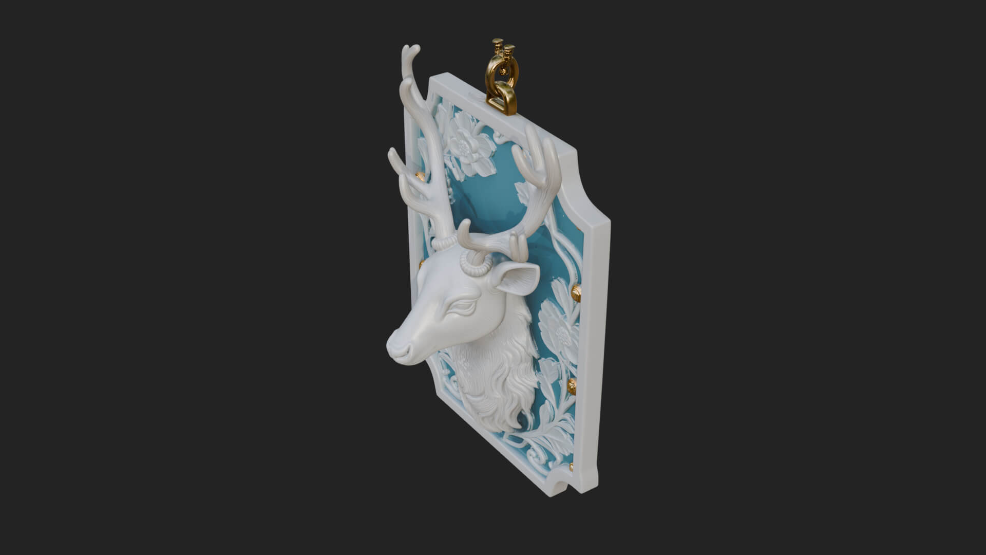 Stag Head Panel Ornament Design 1 3D Print Model 3D Model