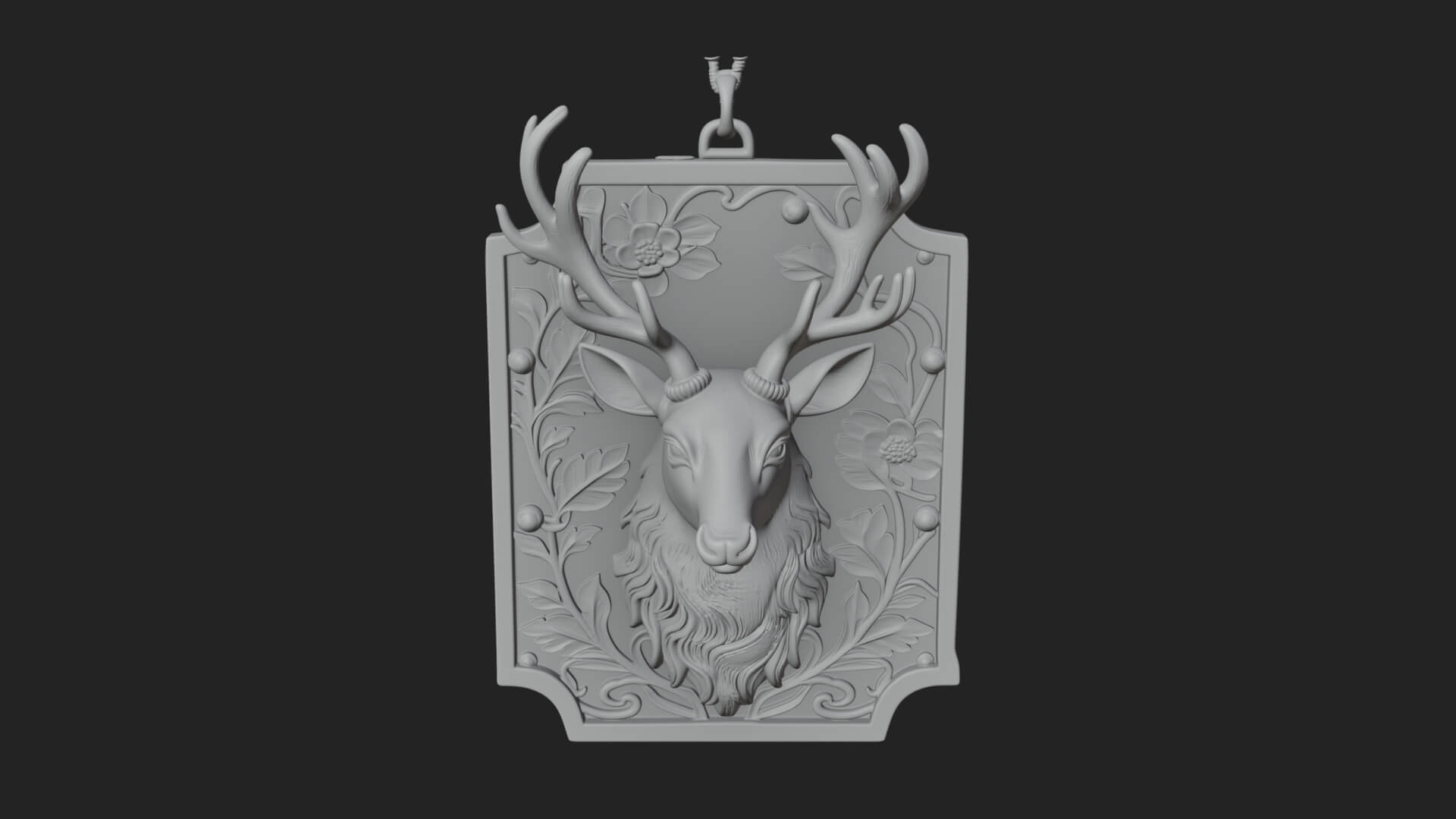 Stag Head Panel Ornament Design 1 3D Print Model 3D Model