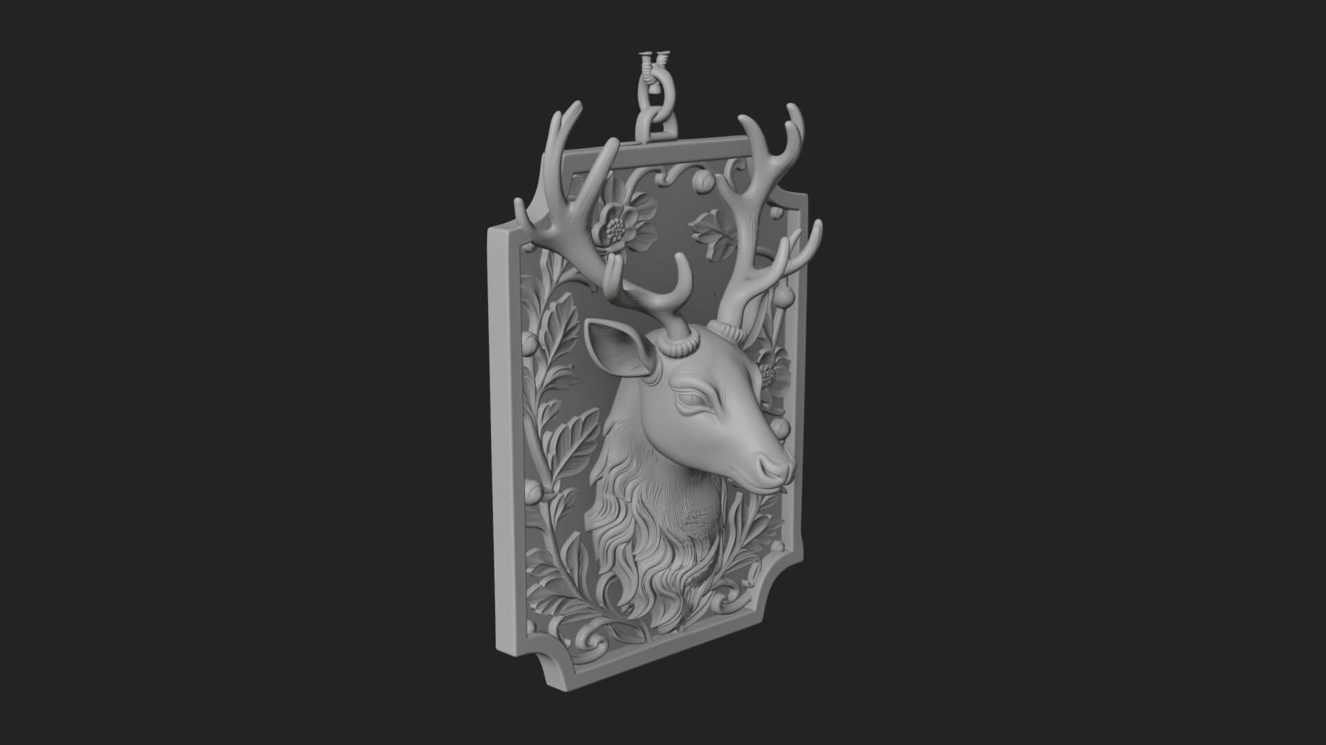 Stag Head Panel Ornament Design 1 3D Print Model 3D Model