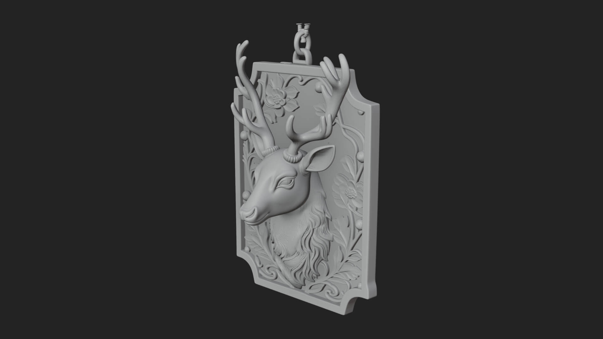 Stag Head Panel Ornament Design 1 3D Print Model 3D Model