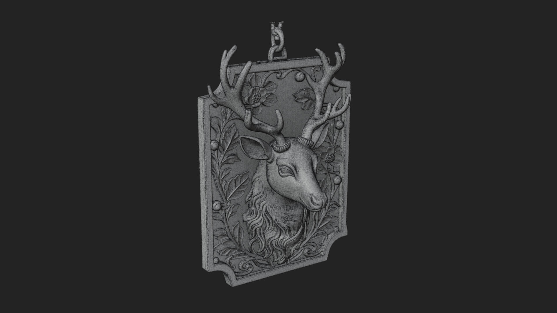 Stag Head Panel Ornament Design 1 3D Print Model 3D Model