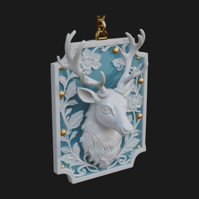 Stag Head Panel Ornament Design 1 3D Print Model
