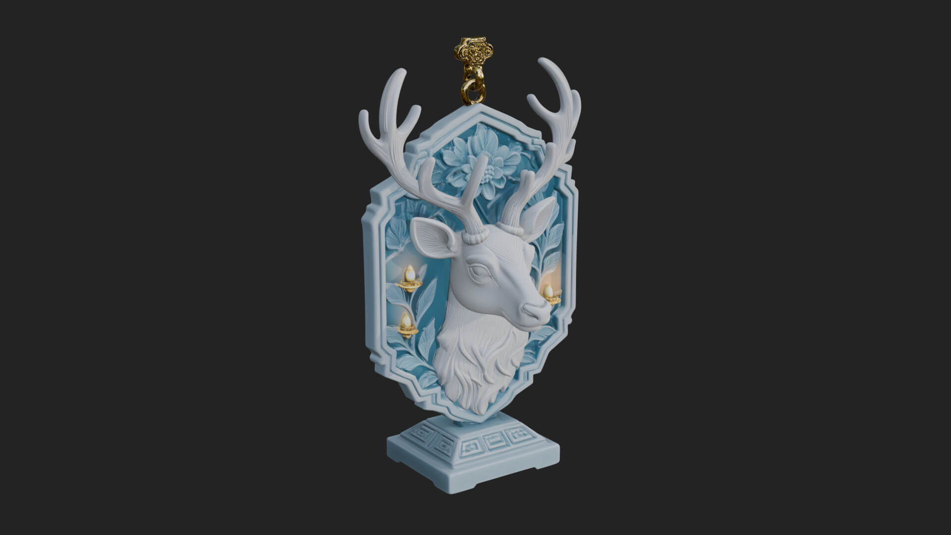 Stag Head Panel Ornament Design 2 3D Print Model 3D Model