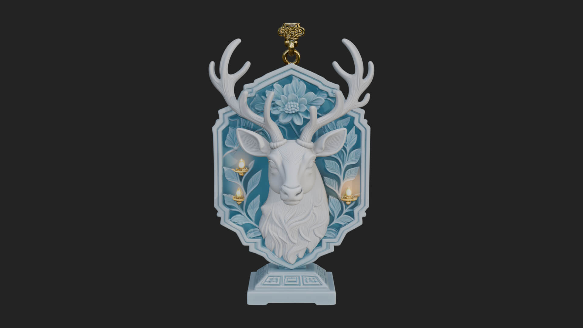 Stag Head Panel Ornament Design 2 3D Print Model 3D Model