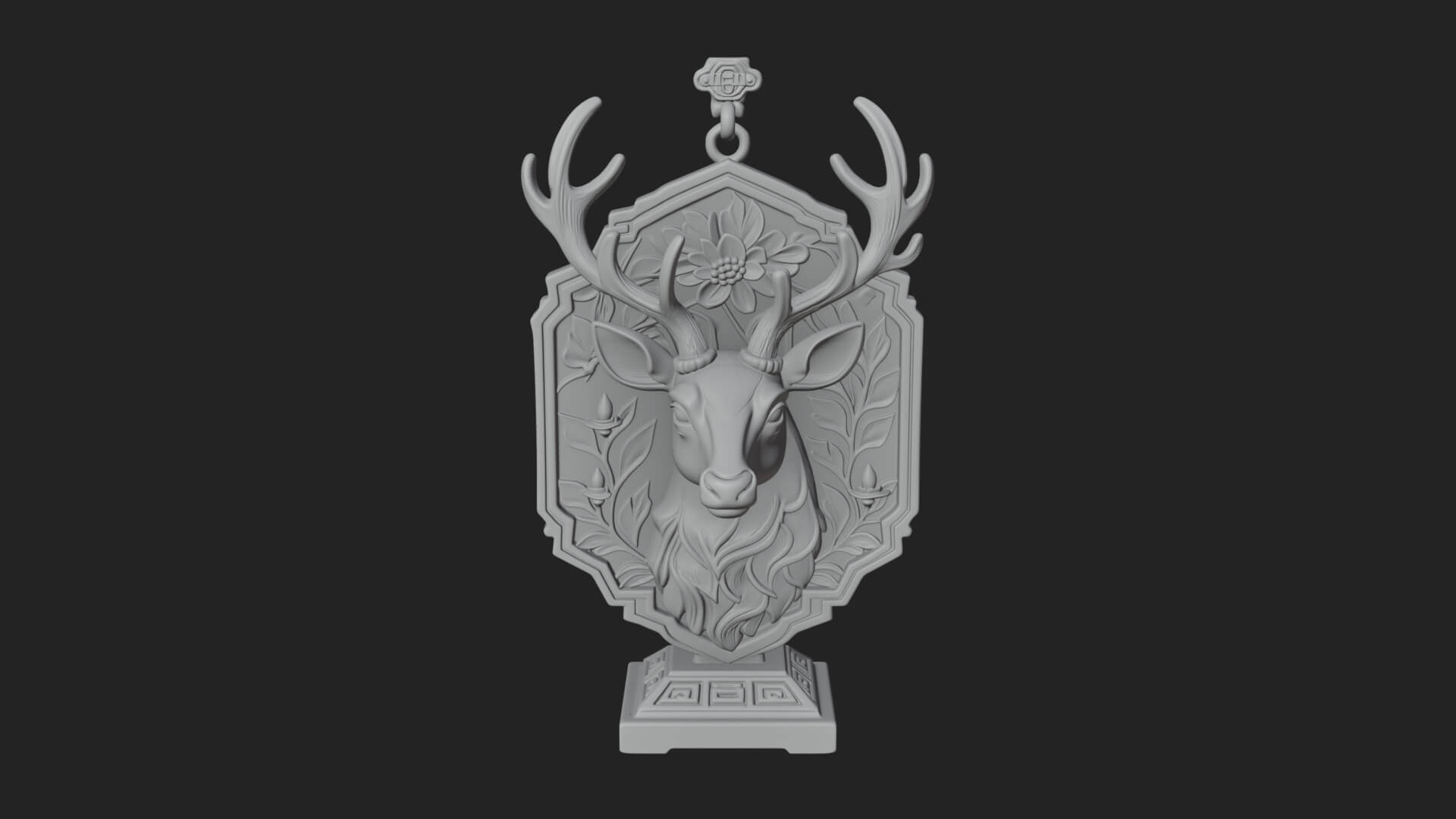 Stag Head Panel Ornament Design 2 3D Print Model 3D Model