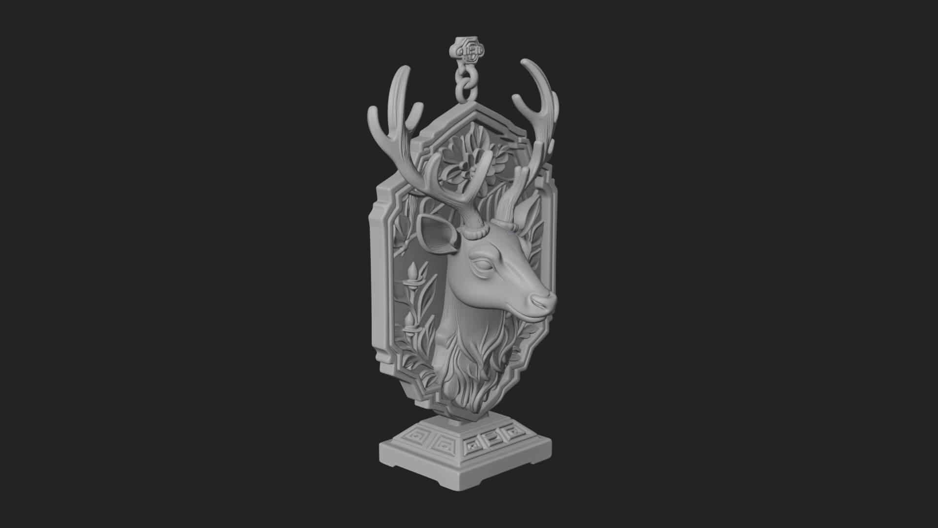 Stag Head Panel Ornament Design 2 3D Print Model 3D Model