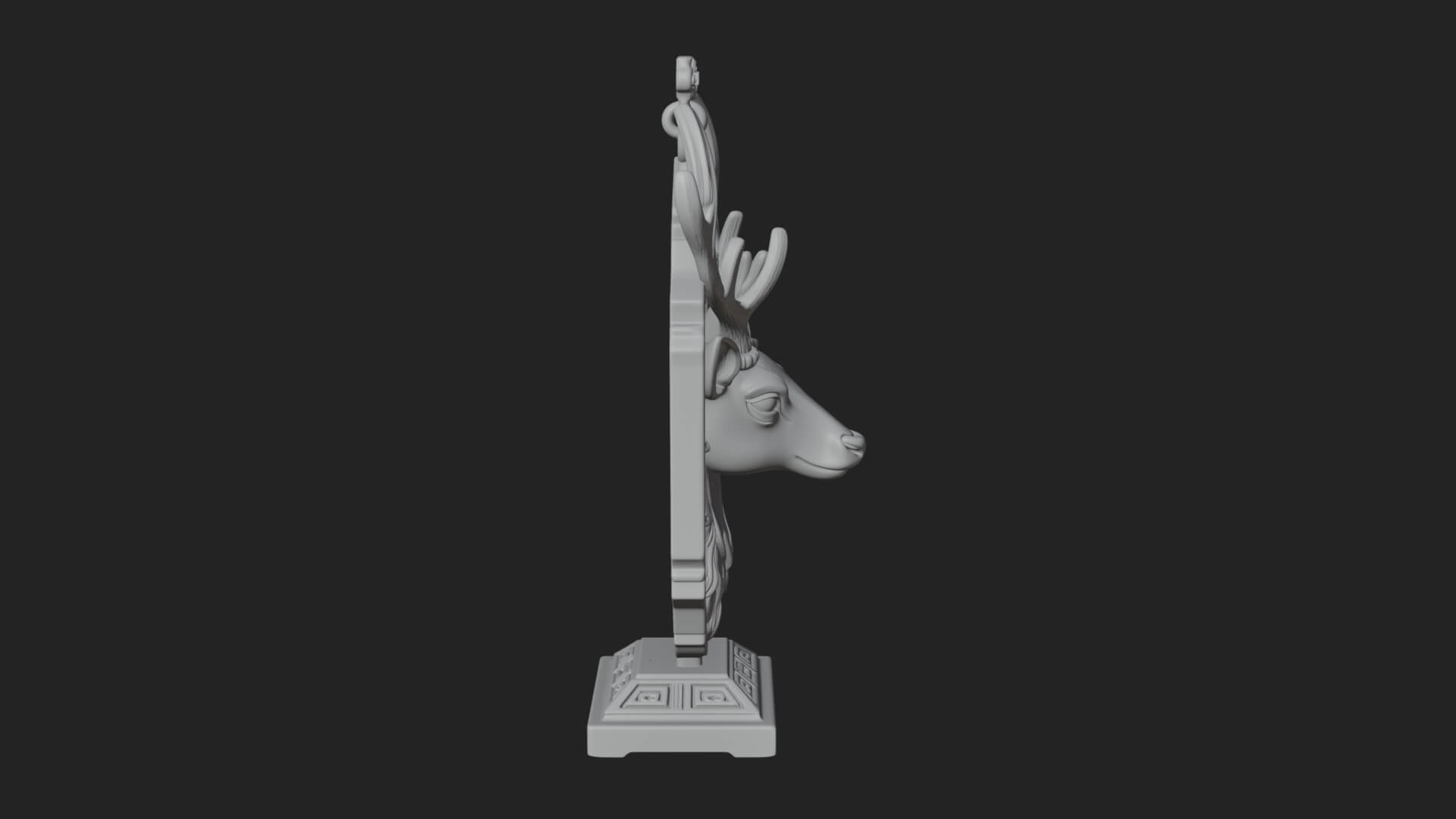 Stag Head Panel Ornament Design 2 3D Print Model 3D Model
