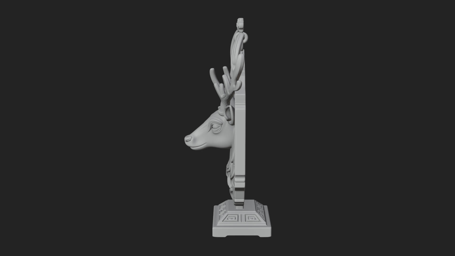 Stag Head Panel Ornament Design 2 3D Print Model 3D Model