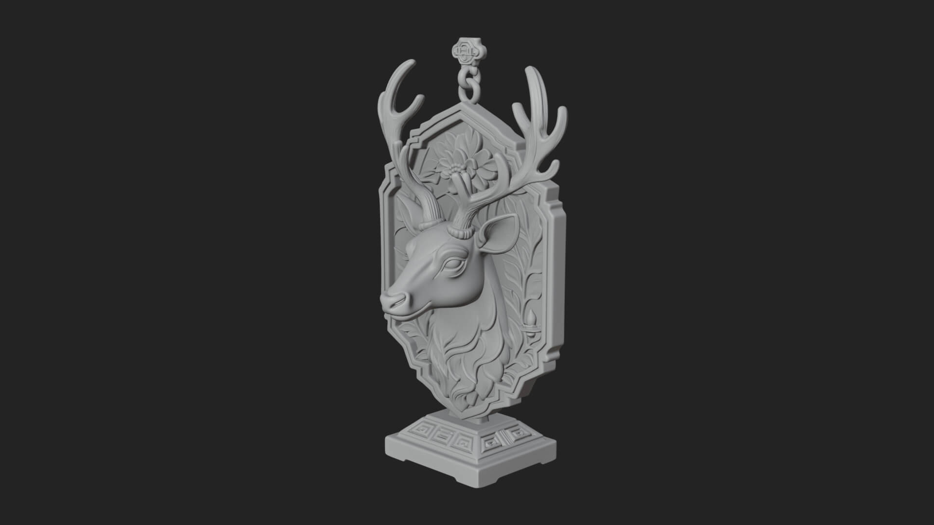 Stag Head Panel Ornament Design 2 3D Print Model 3D Model
