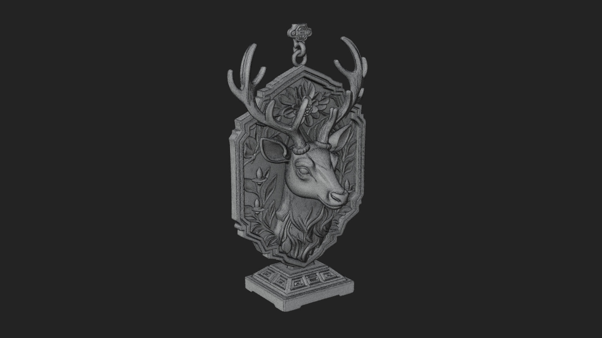 Stag Head Panel Ornament Design 2 3D Print Model 3D Model