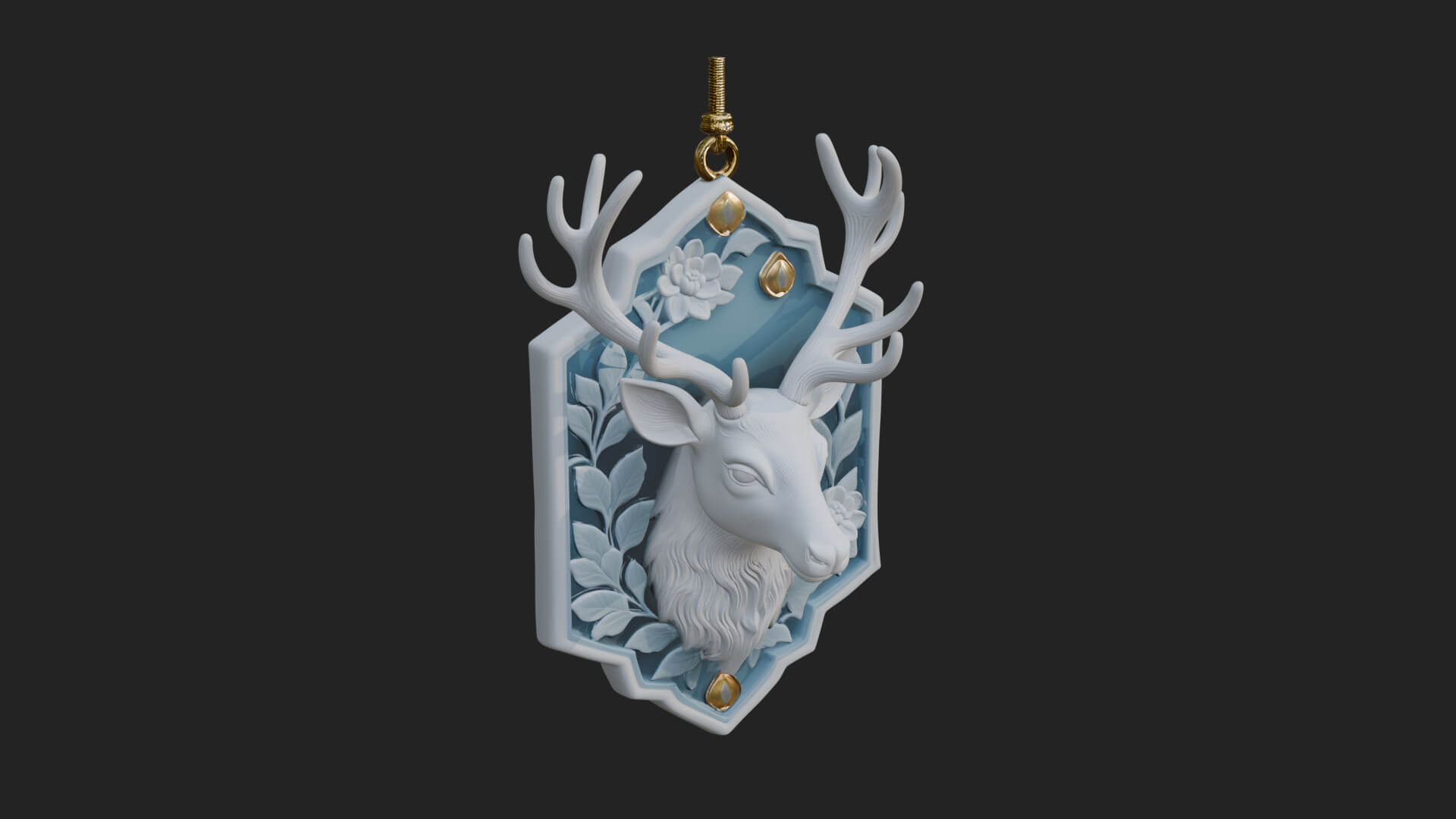 Stag Head Panel Ornament Design 3 3D Print Model 3D Model