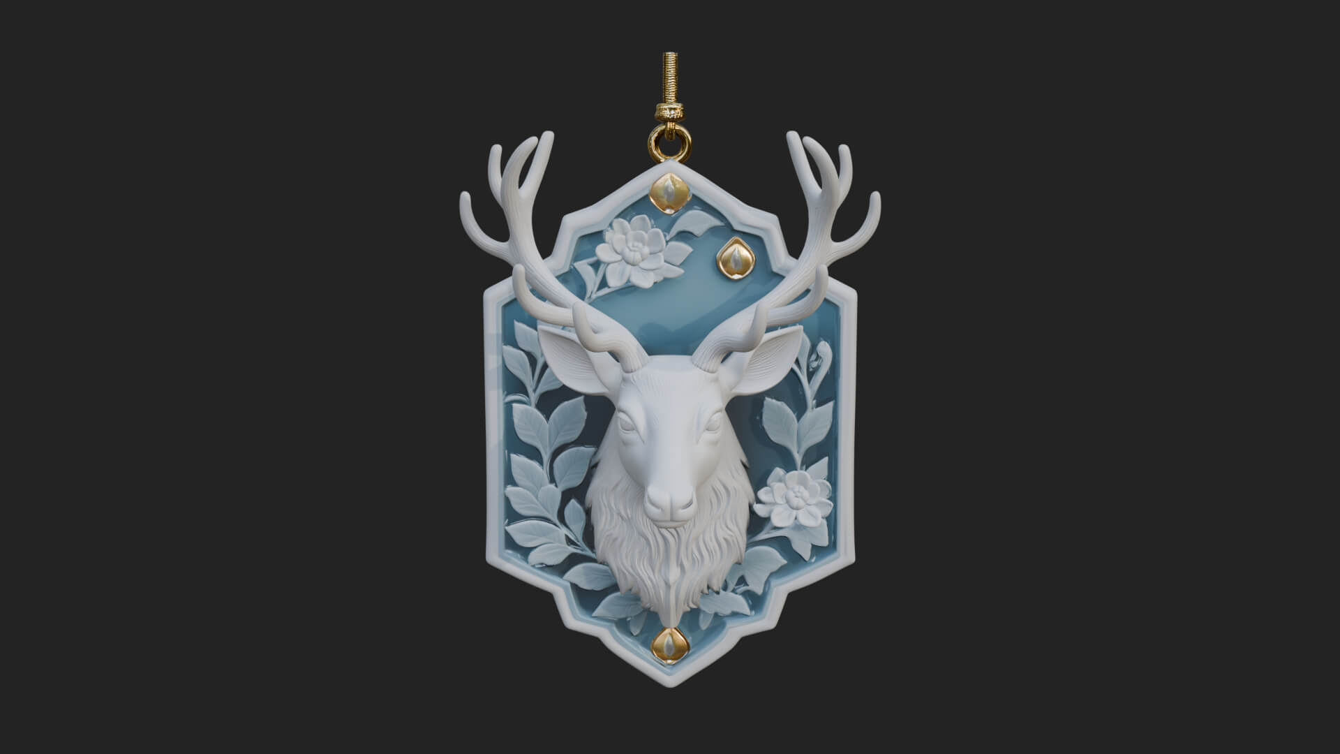 Stag Head Panel Ornament Design 3 3D Print Model 3D Model