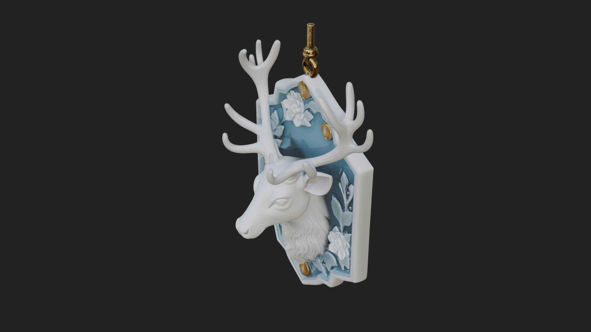 Stag Head Panel Ornament Design 3 3D Print Model 3D Model
