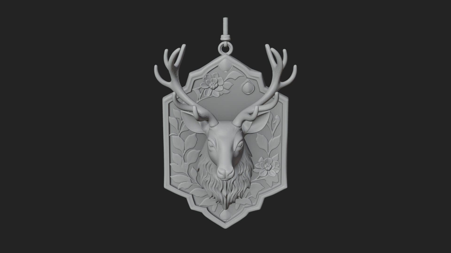 Stag Head Panel Ornament Design 3 3D Print Model 3D Model