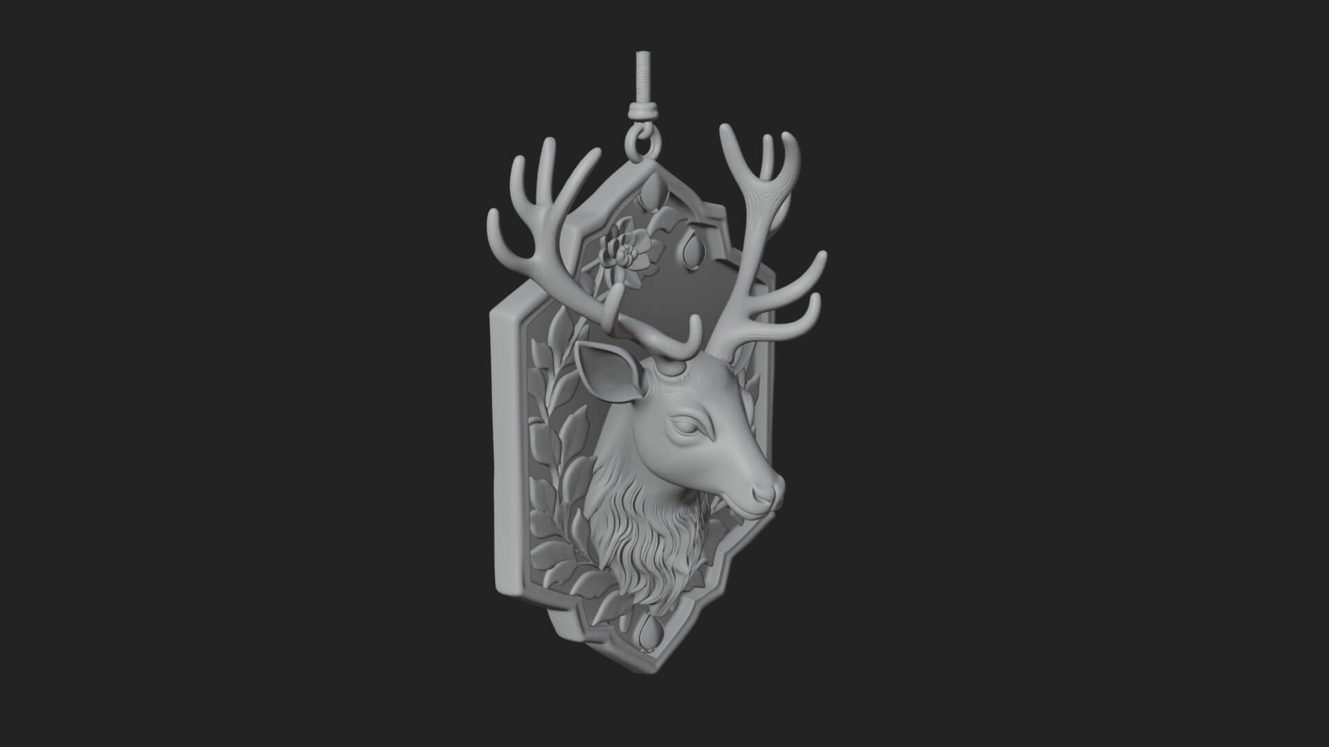 Stag Head Panel Ornament Design 3 3D Print Model 3D Model