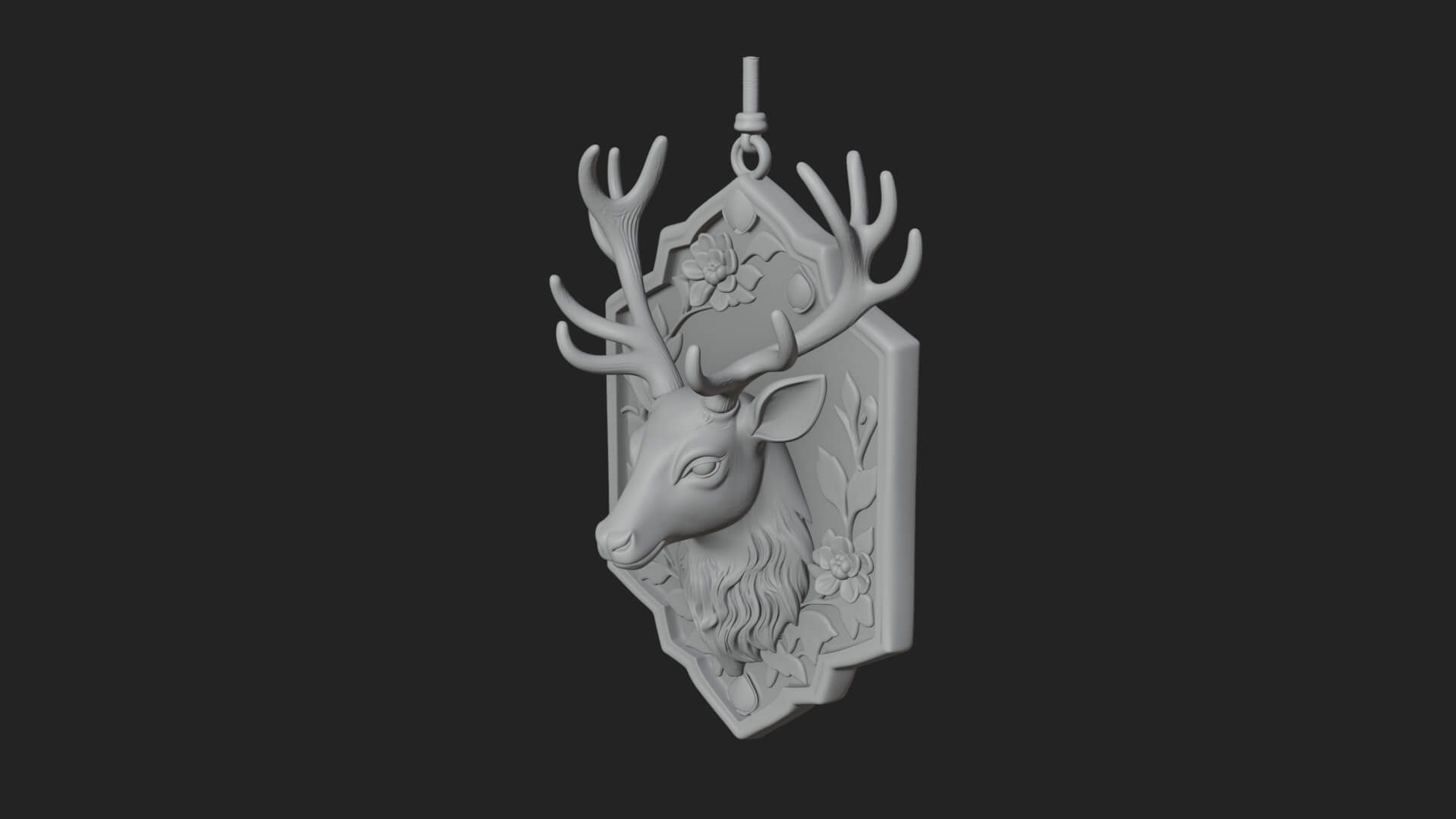 Stag Head Panel Ornament Design 3 3D Print Model 3D Model