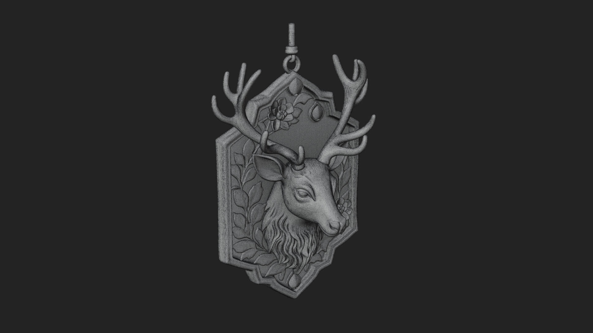 Stag Head Panel Ornament Design 3 3D Print Model 3D Model