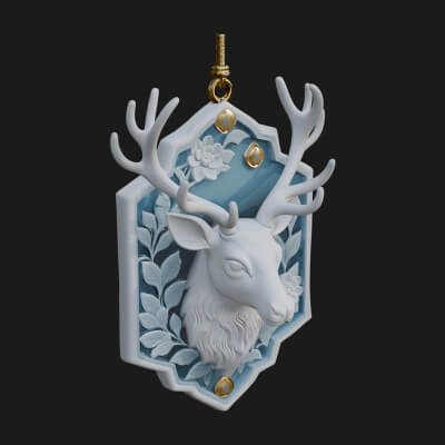 Stag Head Panel Ornament Design 3 3D Print Model