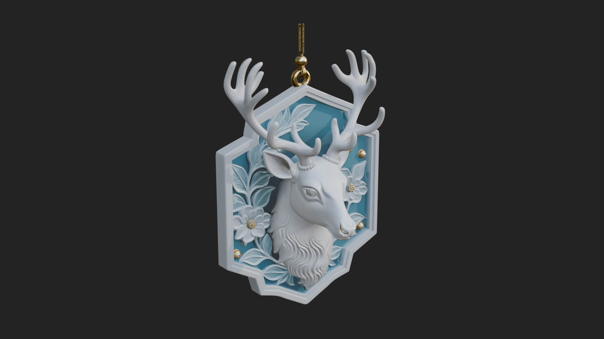 Stag Head Panel Ornament Design 4 3D Print Model 3D Model