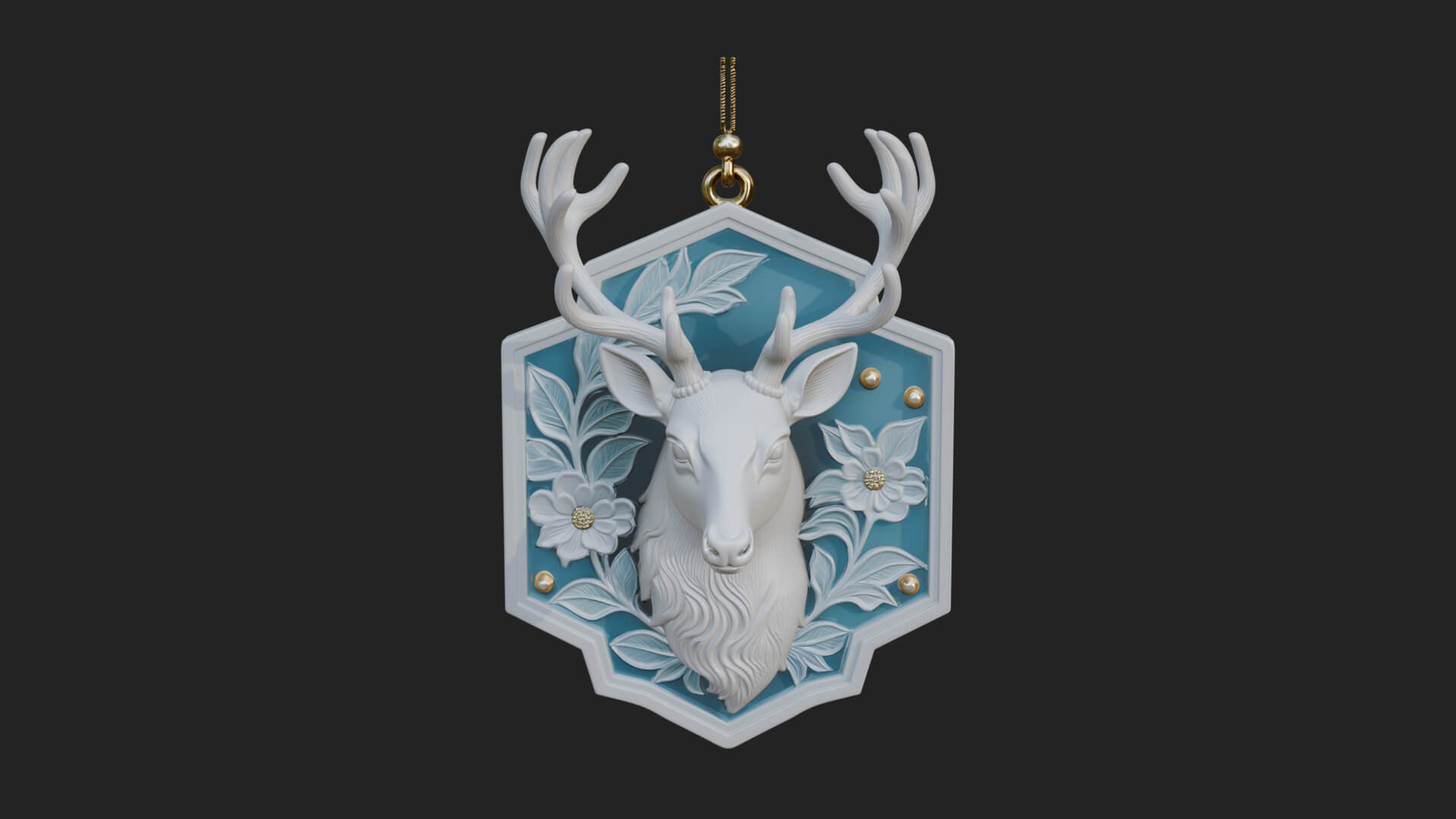 Stag Head Panel Ornament Design 4 3D Print Model 3D Model