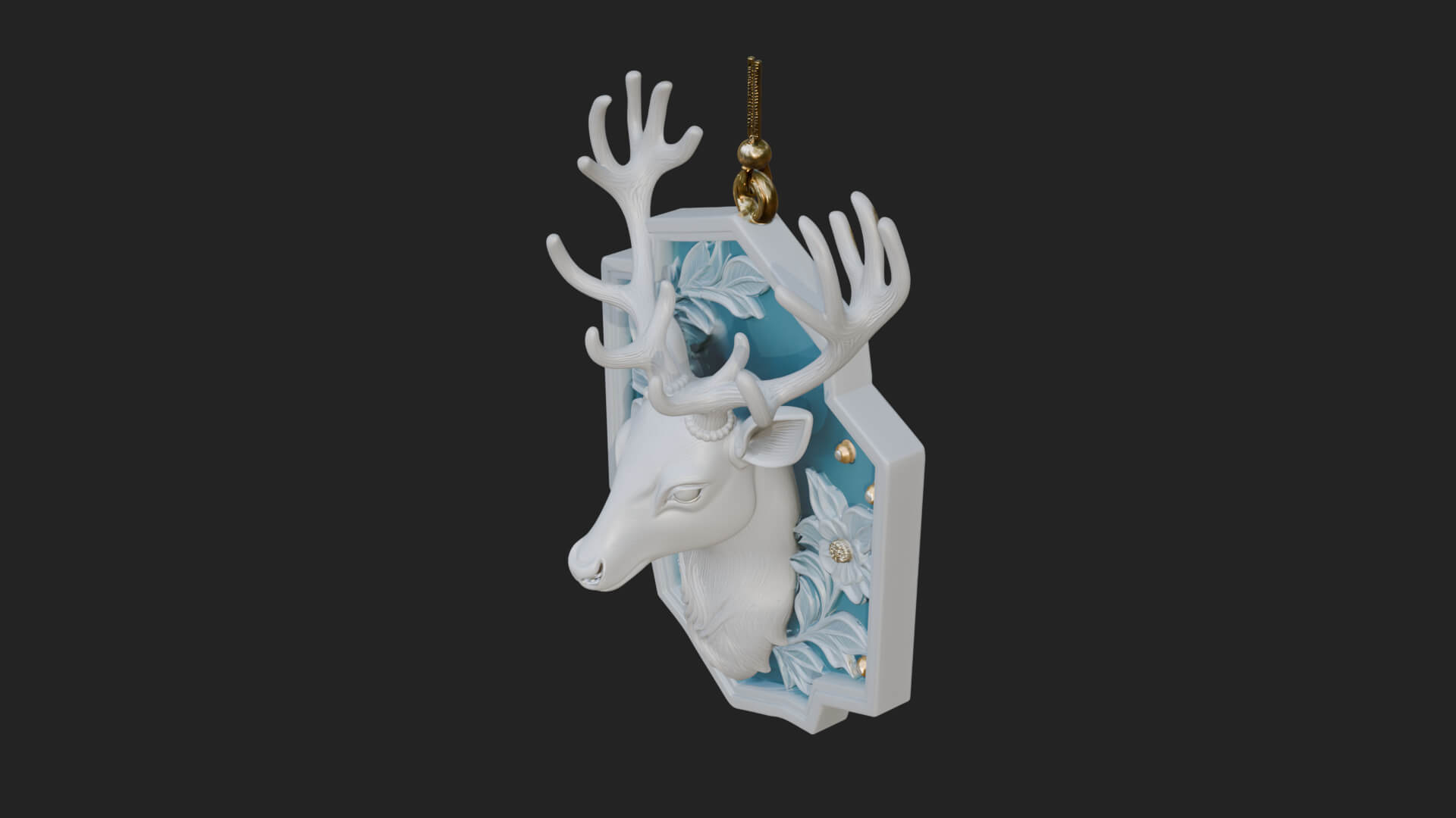 Stag Head Panel Ornament Design 4 3D Print Model 3D Model