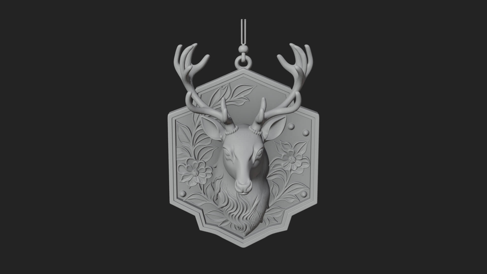 Stag Head Panel Ornament Design 4 3D Print Model 3D Model