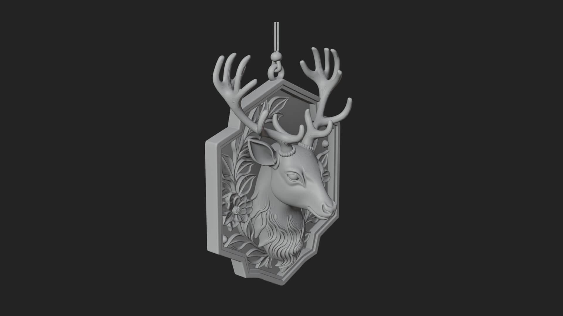Stag Head Panel Ornament Design 4 3D Print Model 3D Model
