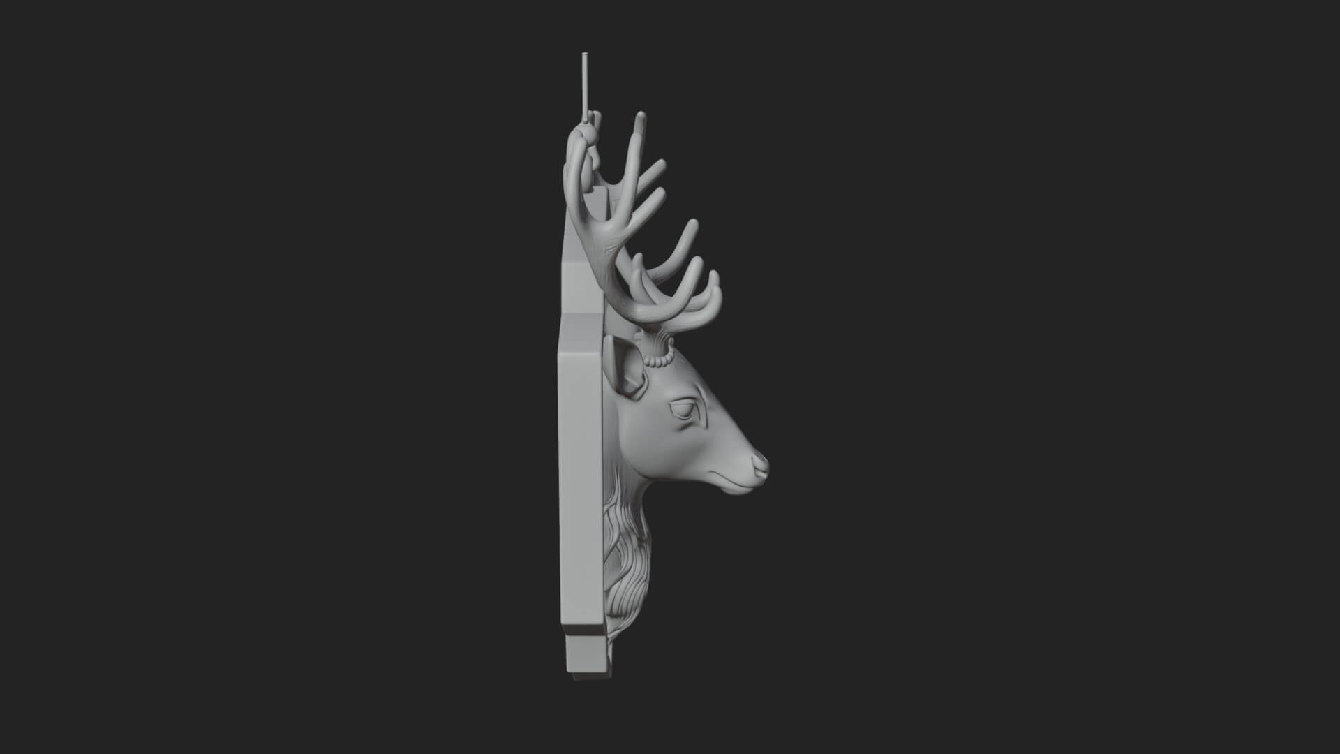 Stag Head Panel Ornament Design 4 3D Print Model 3D Model