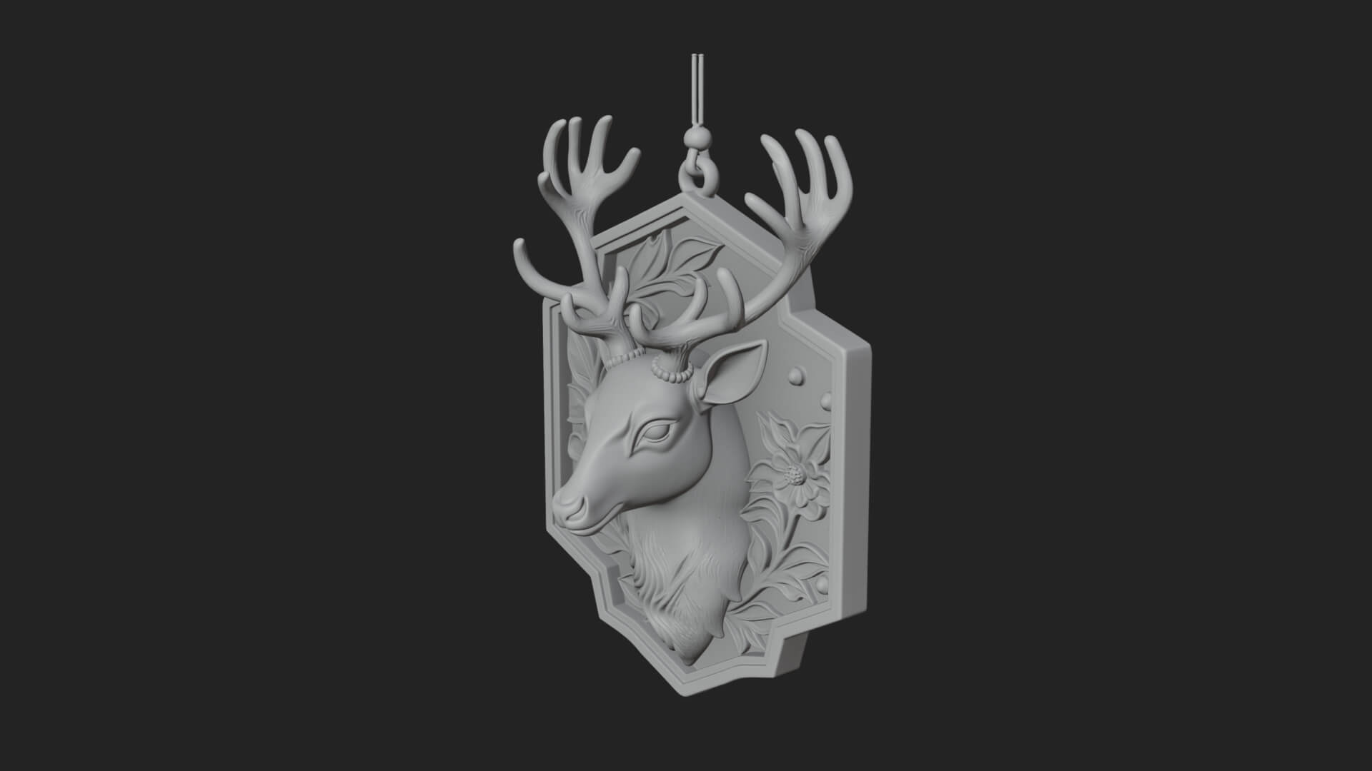 Stag Head Panel Ornament Design 4 3D Print Model 3D Model