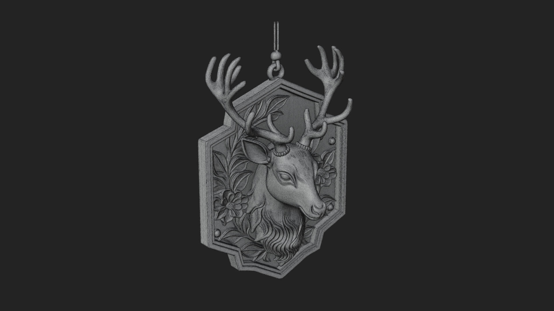 Stag Head Panel Ornament Design 4 3D Print Model 3D Model