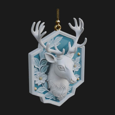 Stag Head Panel Ornament Design 4 3D Print Model