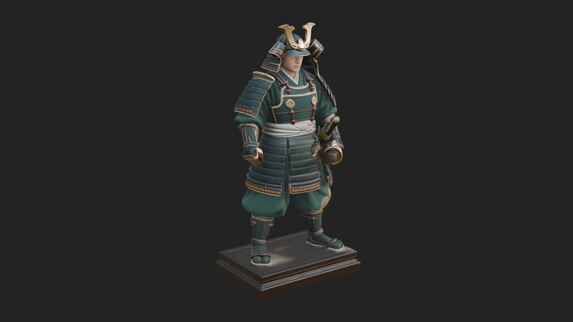 Standing Armored Samurai Statue Design 1 3D Print Model 3D Model