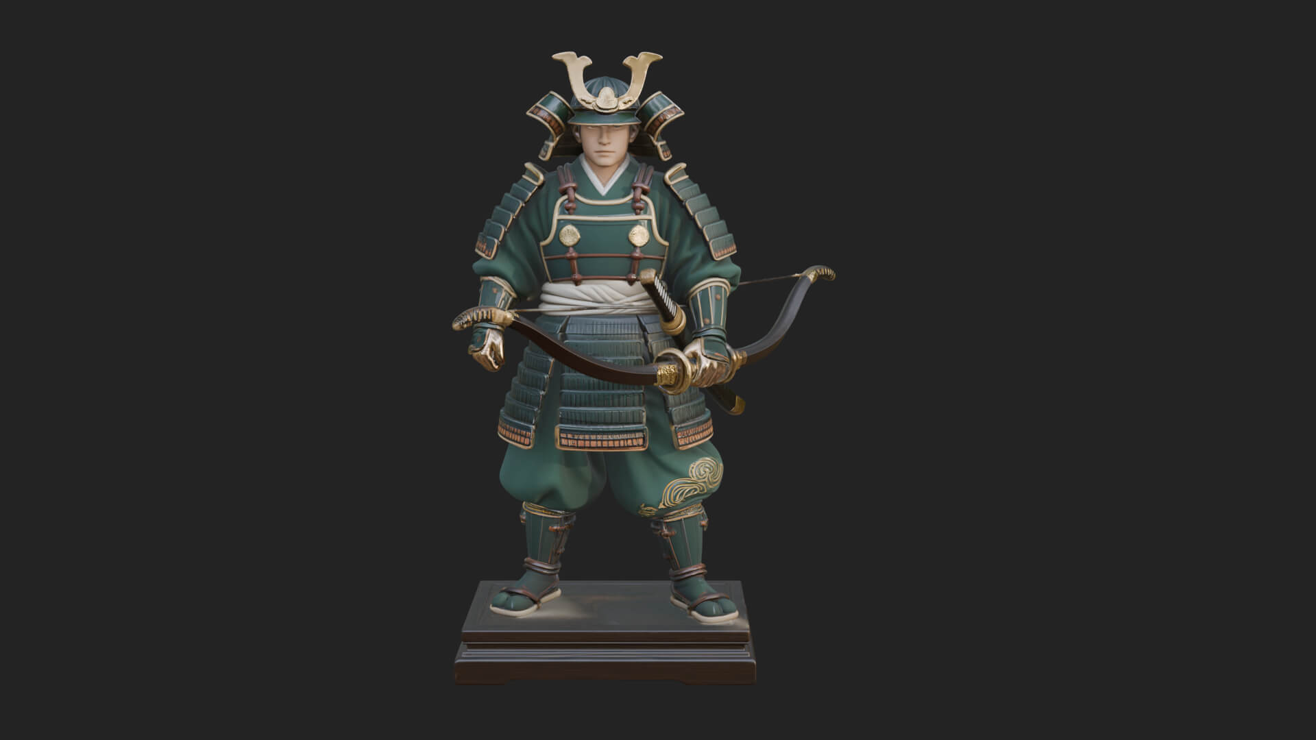 Standing Armored Samurai Statue Design 1 3D Print Model 3D Model