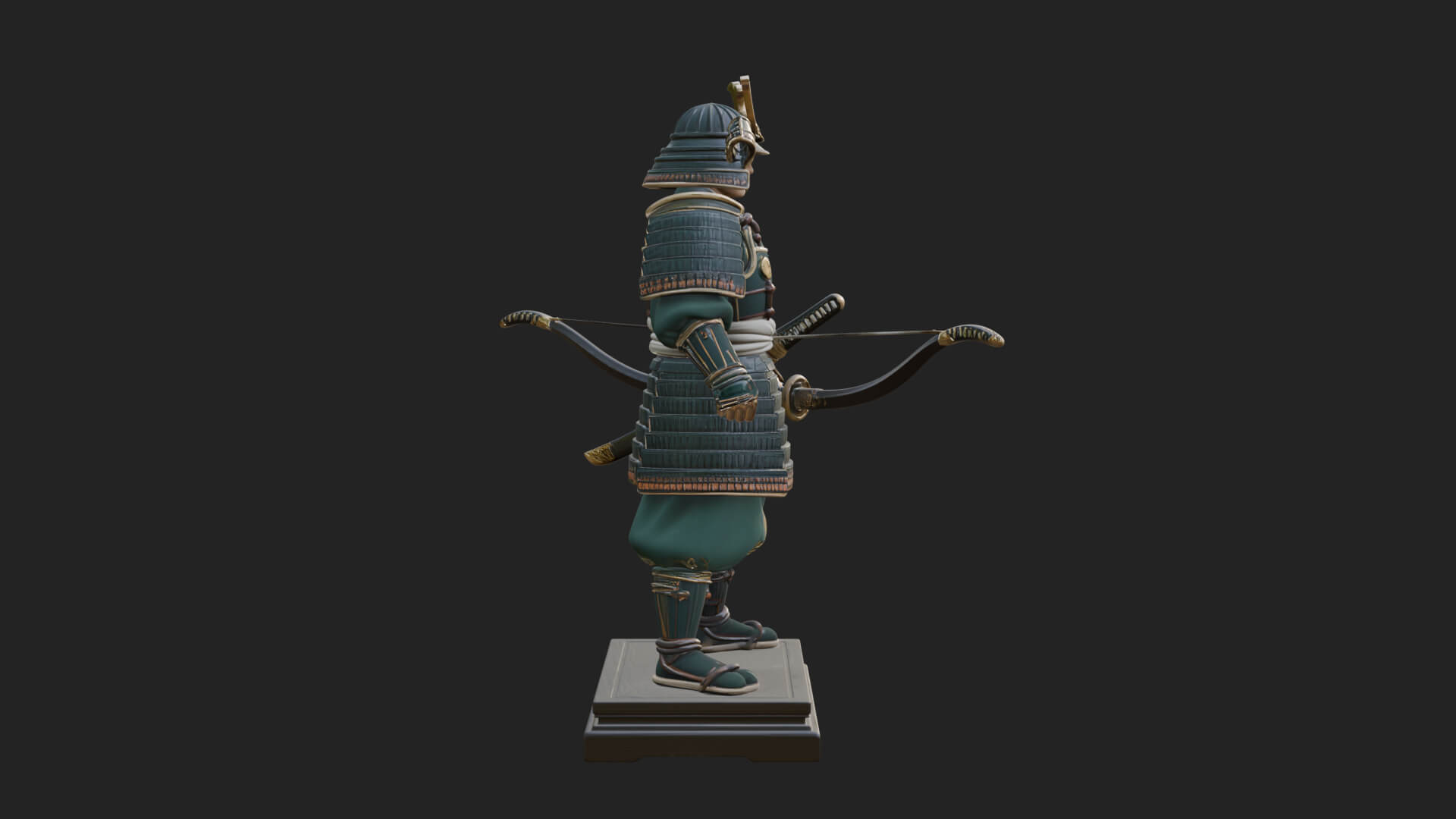 Standing Armored Samurai Statue Design 1 3D Print Model 3D Model