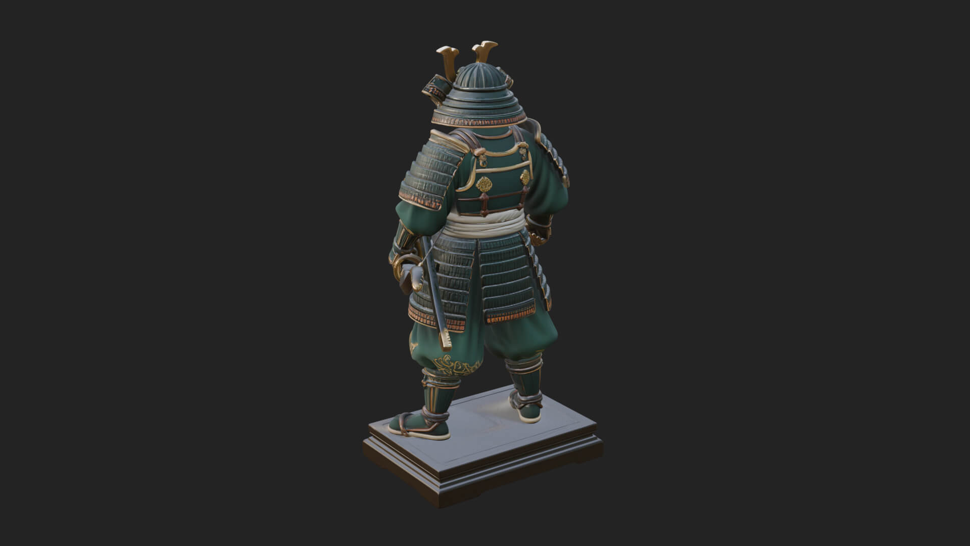 Standing Armored Samurai Statue Design 1 3D Print Model 3D Model