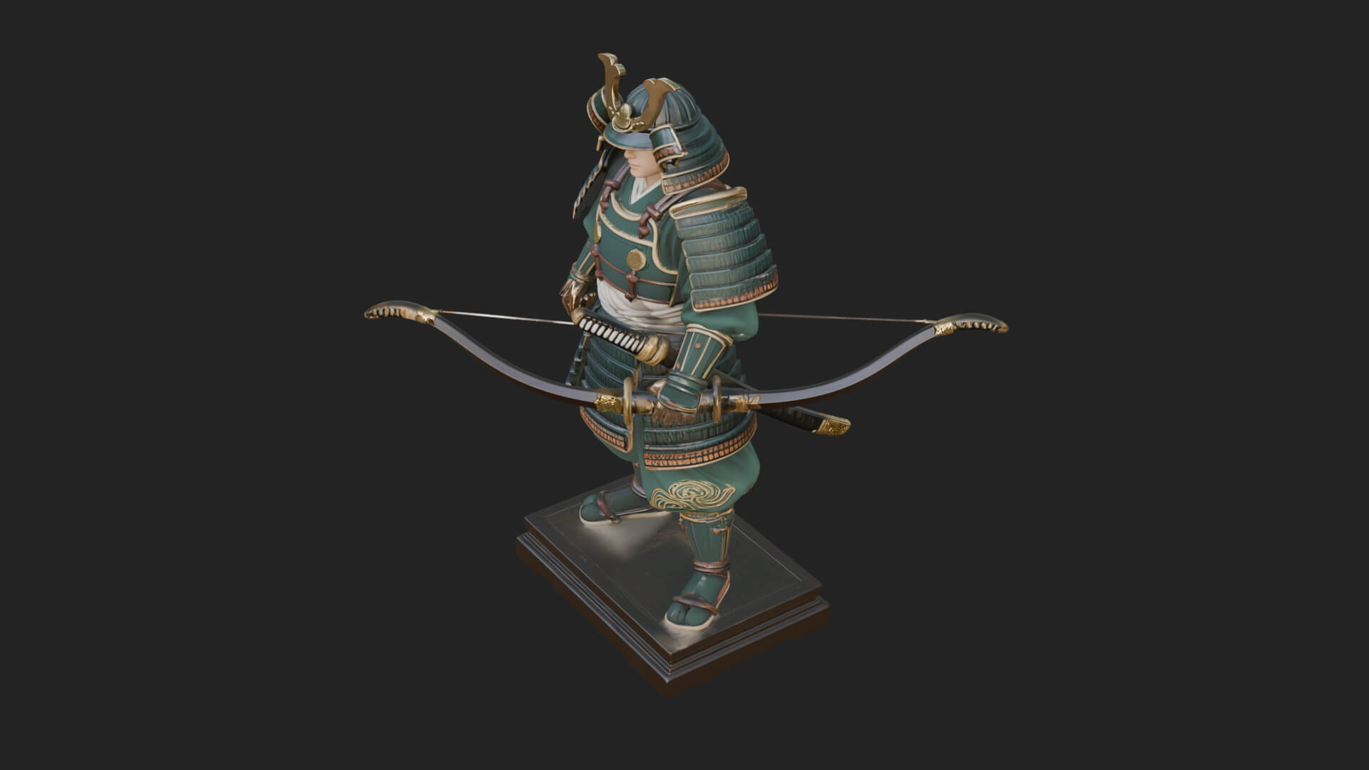 Standing Armored Samurai Statue Design 1 3D Print Model 3D Model