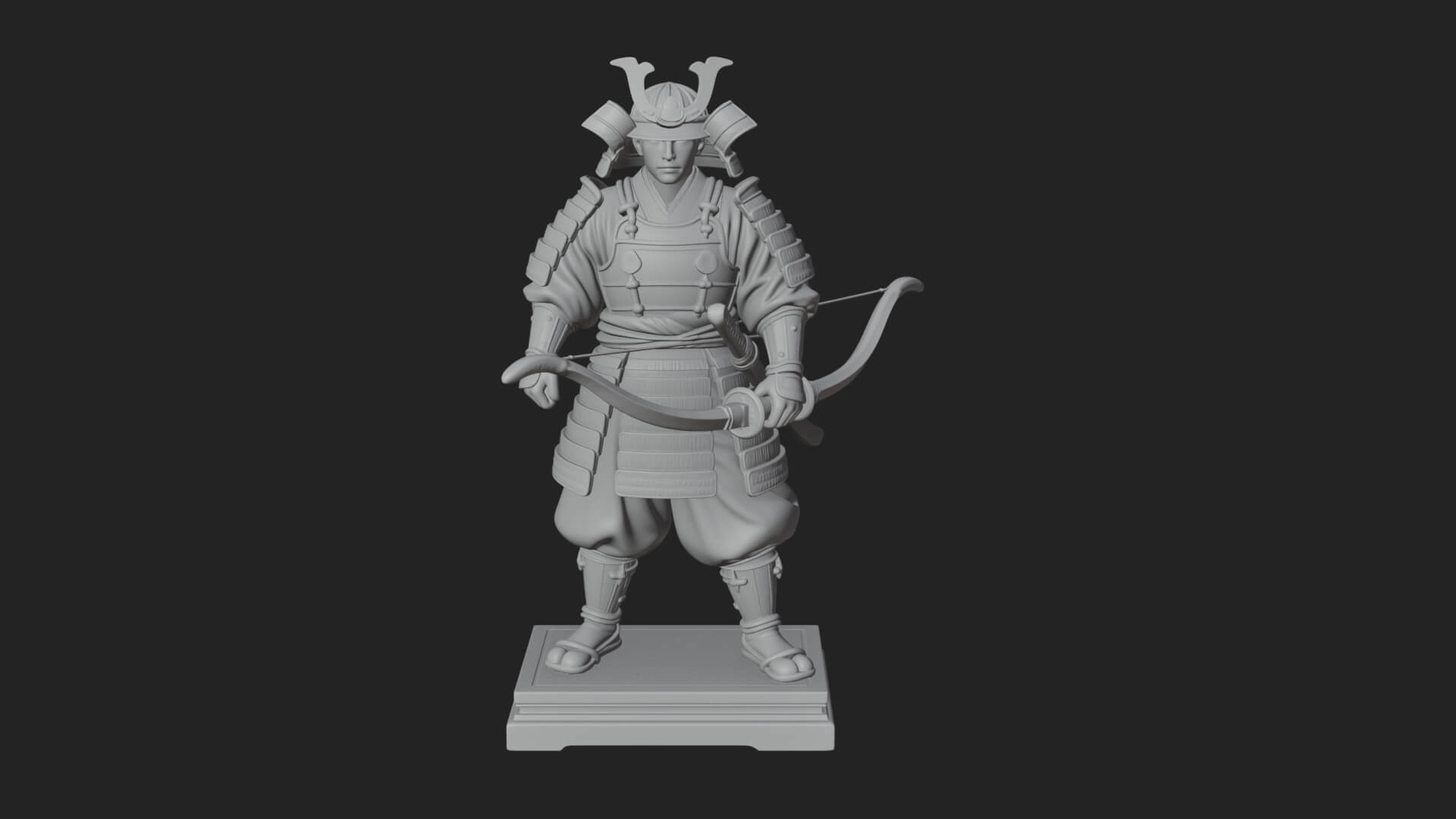 Standing Armored Samurai Statue Design 1 3D Print Model 3D Model