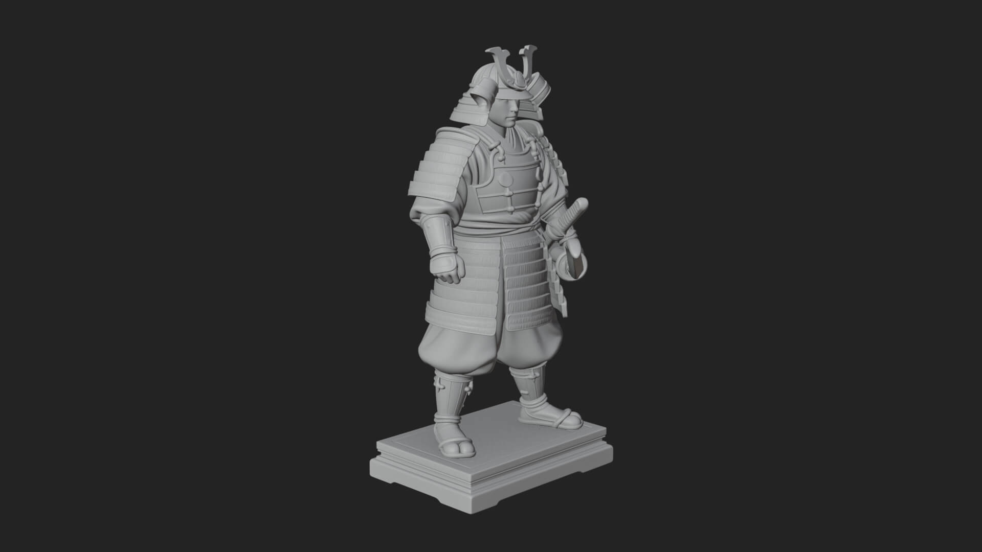 Standing Armored Samurai Statue Design 1 3D Print Model 3D Model