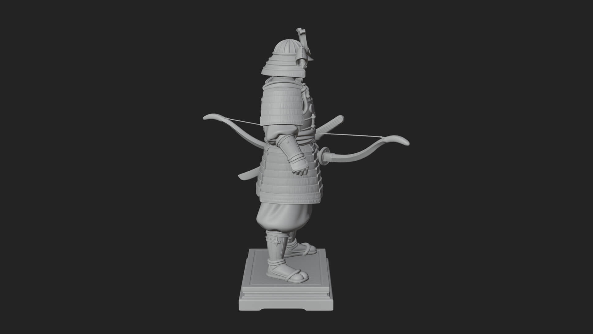 Standing Armored Samurai Statue Design 1 3D Print Model 3D Model