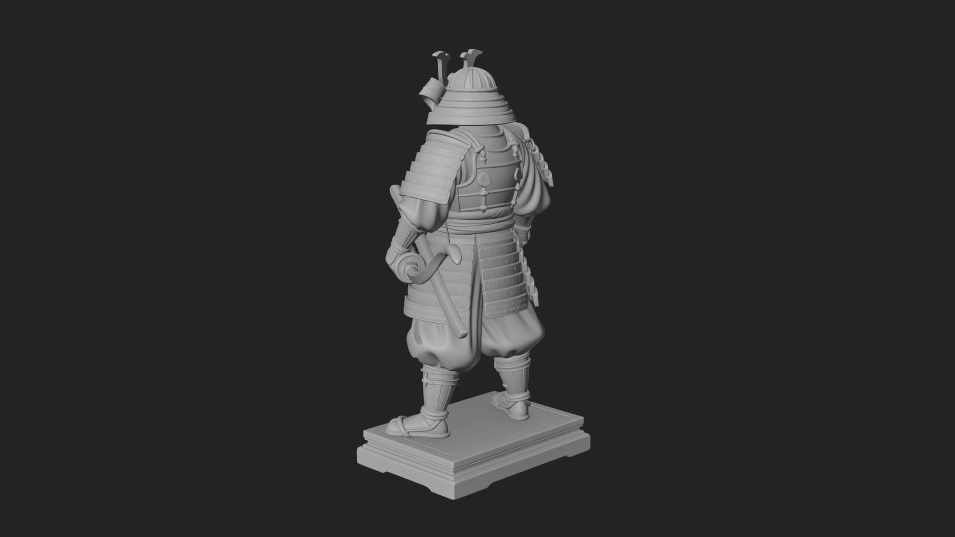 Standing Armored Samurai Statue Design 1 3D Print Model 3D Model