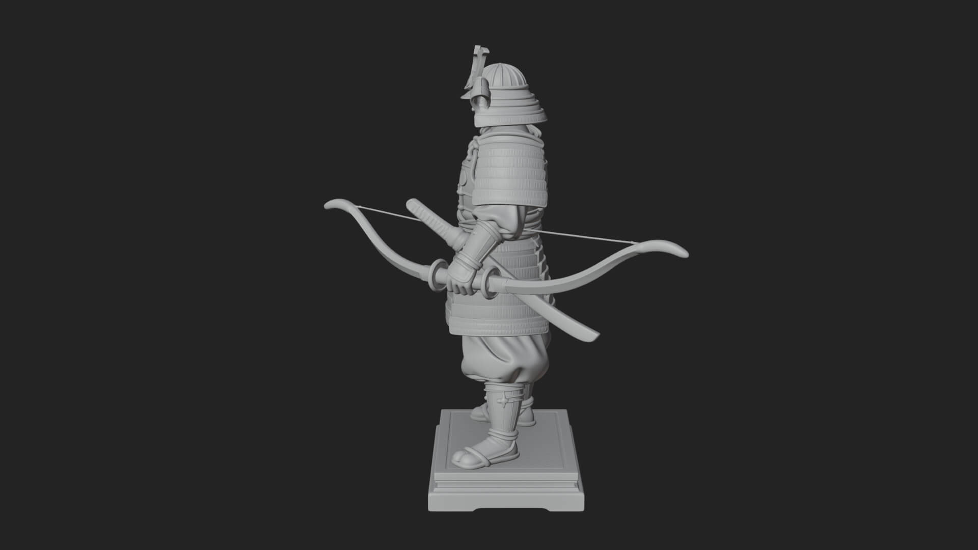 Standing Armored Samurai Statue Design 1 3D Print Model 3D Model