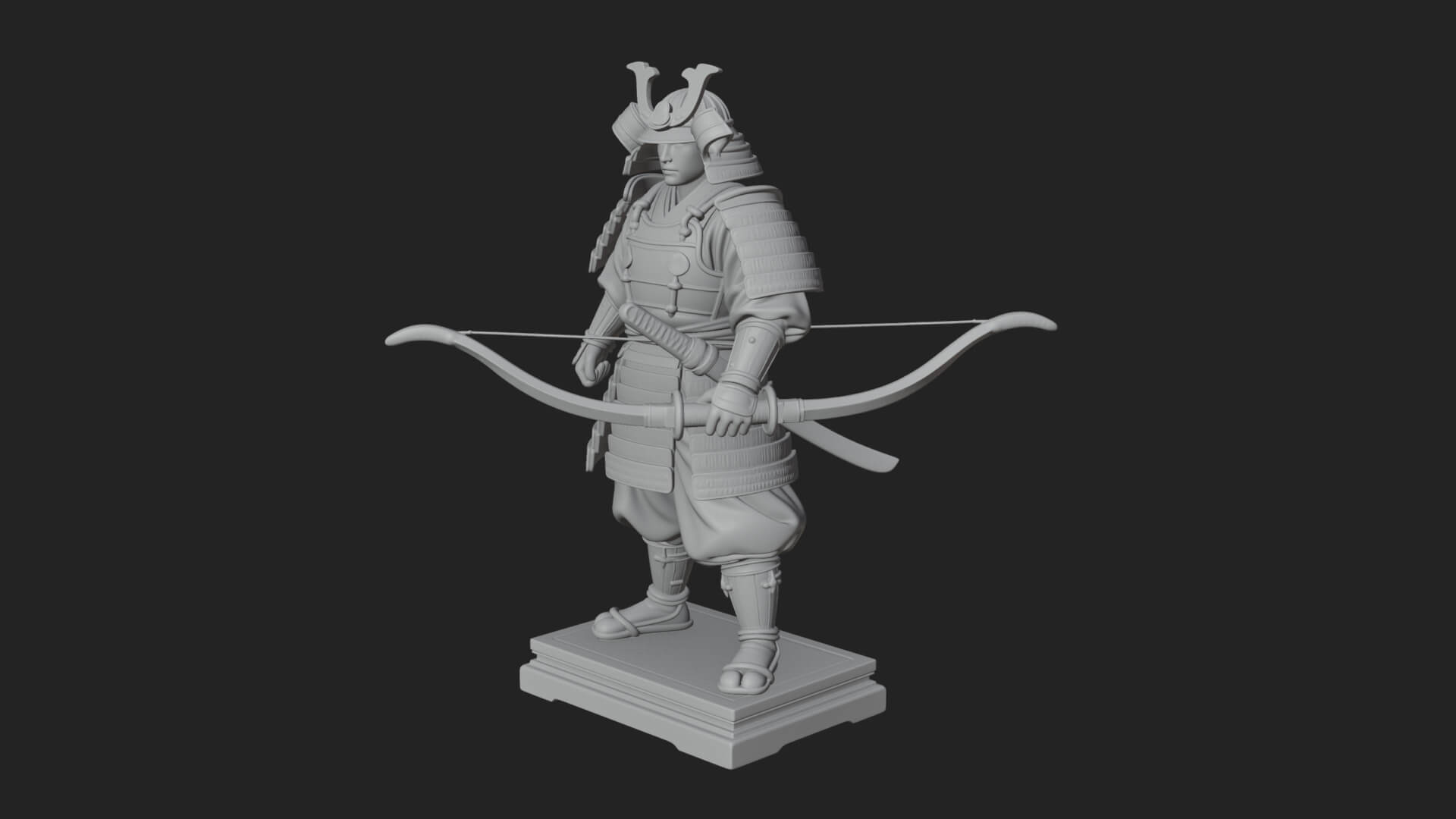 Standing Armored Samurai Statue Design 1 3D Print Model 3D Model