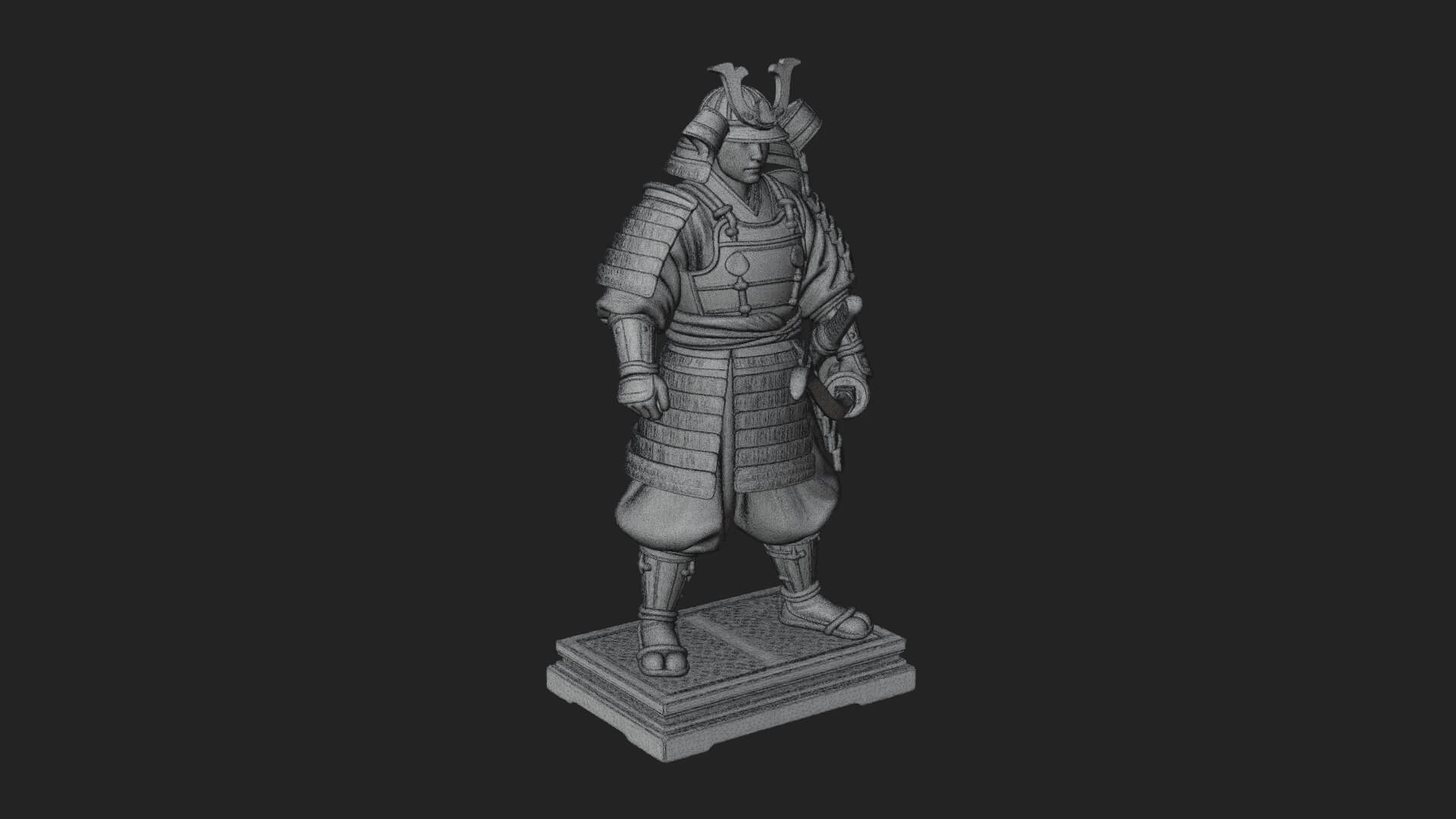 Standing Armored Samurai Statue Design 1 3D Print Model 3D Model