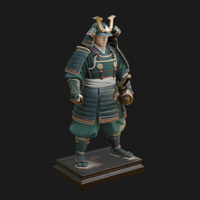 Standing Armored Samurai Statue Design 1 3D Print Model