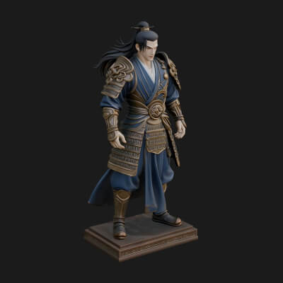 Standing Armored Samurai Statue Design 10 3D Print Model