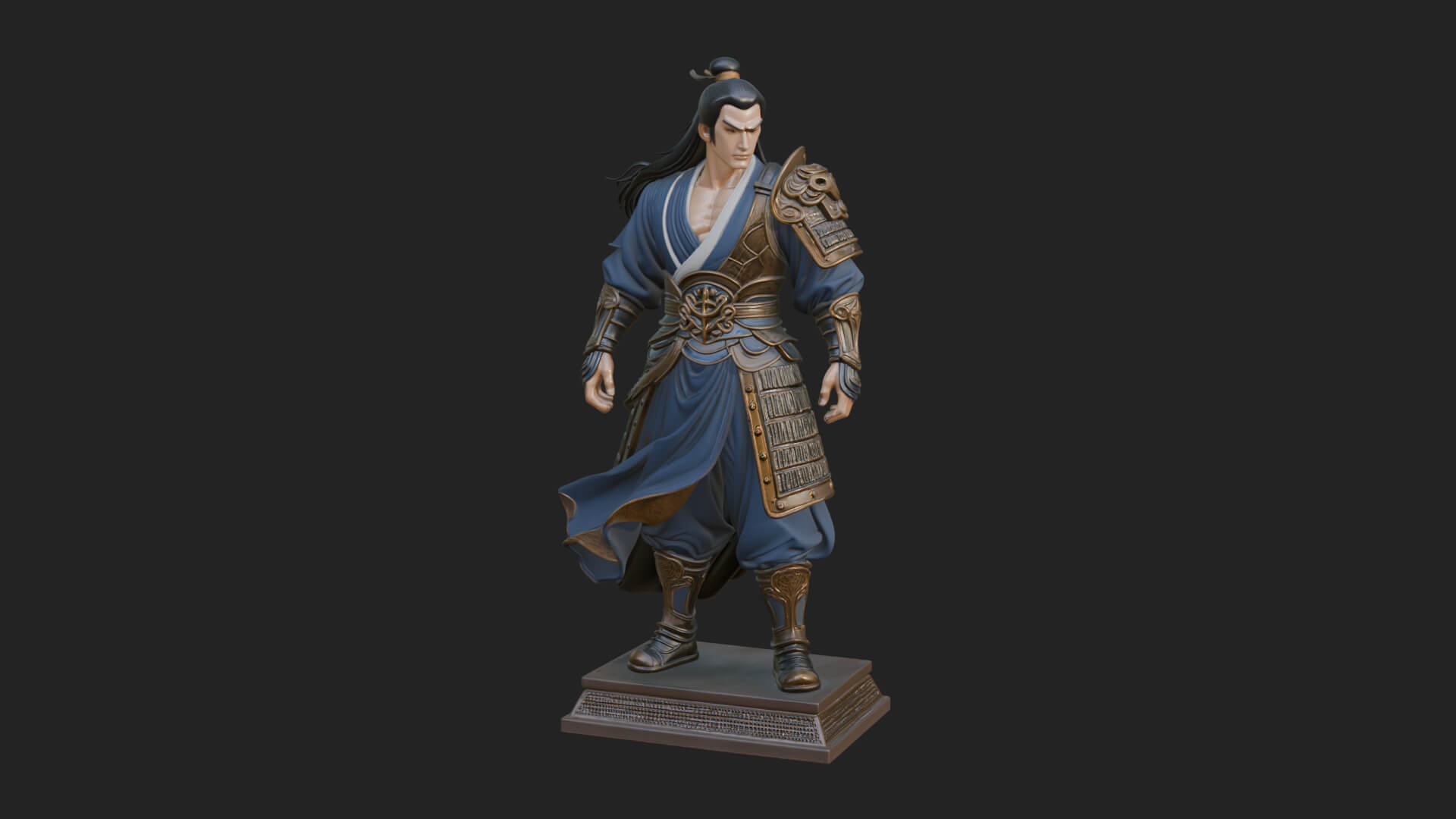 Standing Armored Samurai Statue Design 11 3D Print Model 3D Model