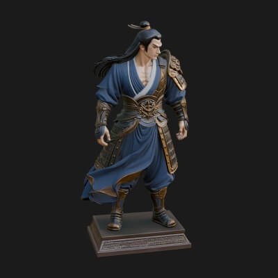 Standing Armored Samurai Statue Design 11 3D Print Model