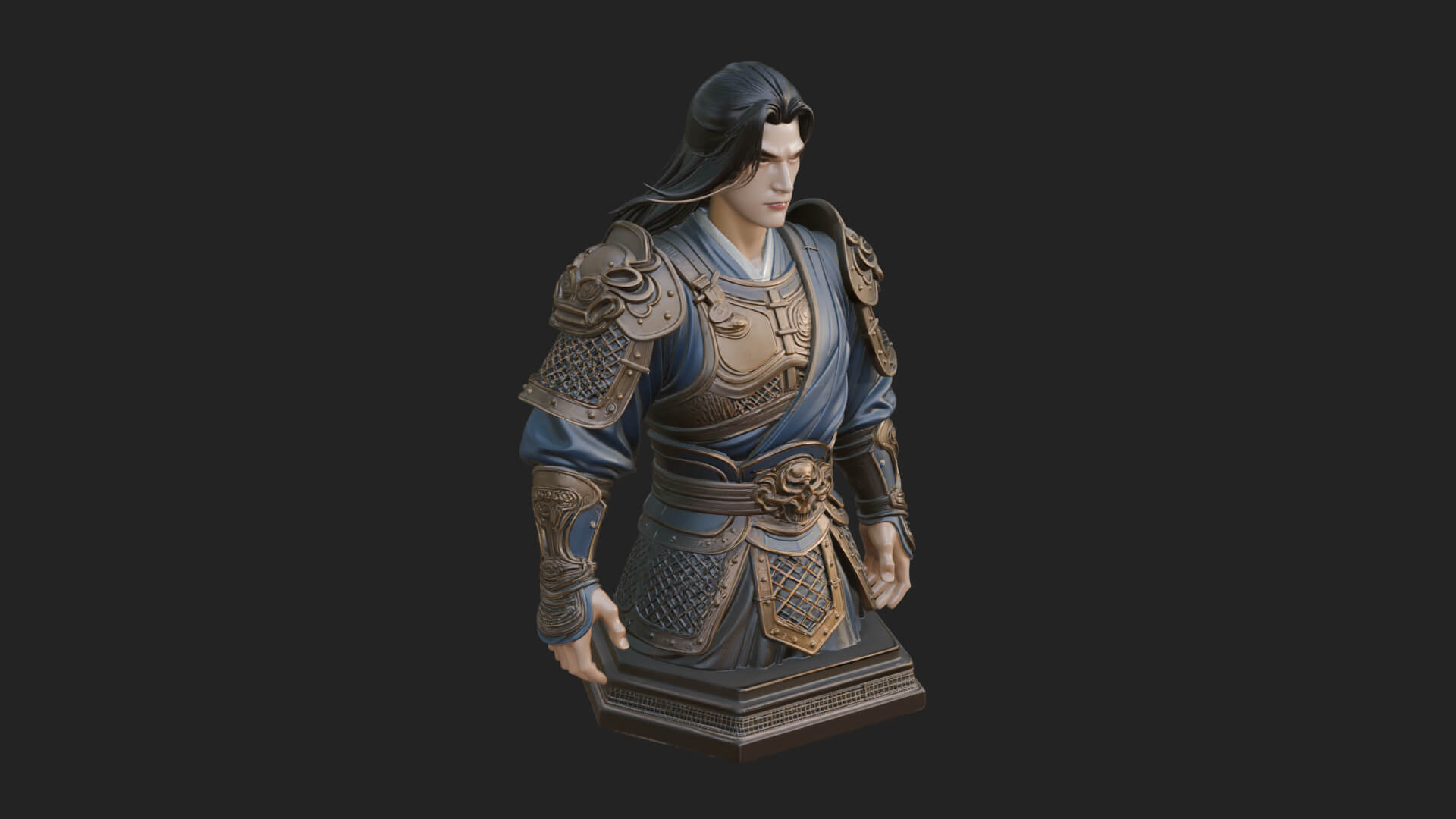 Standing Armored Samurai Statue Design 12 3D Print Model 3D Model